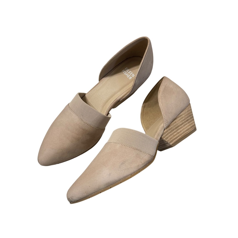 Eileen Fisher Hilly Wedge d'Orsay Pump Womens 9 Beige Taupe Suede Good Heel
